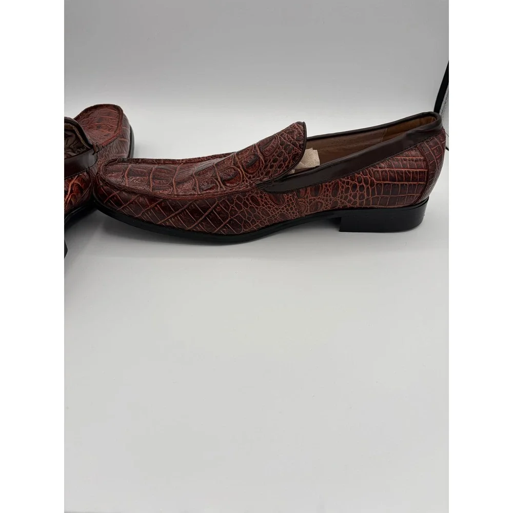 Fratelli Select Loafers Mens 13 Brown Croc Embossed Leather Square Toe Slip On